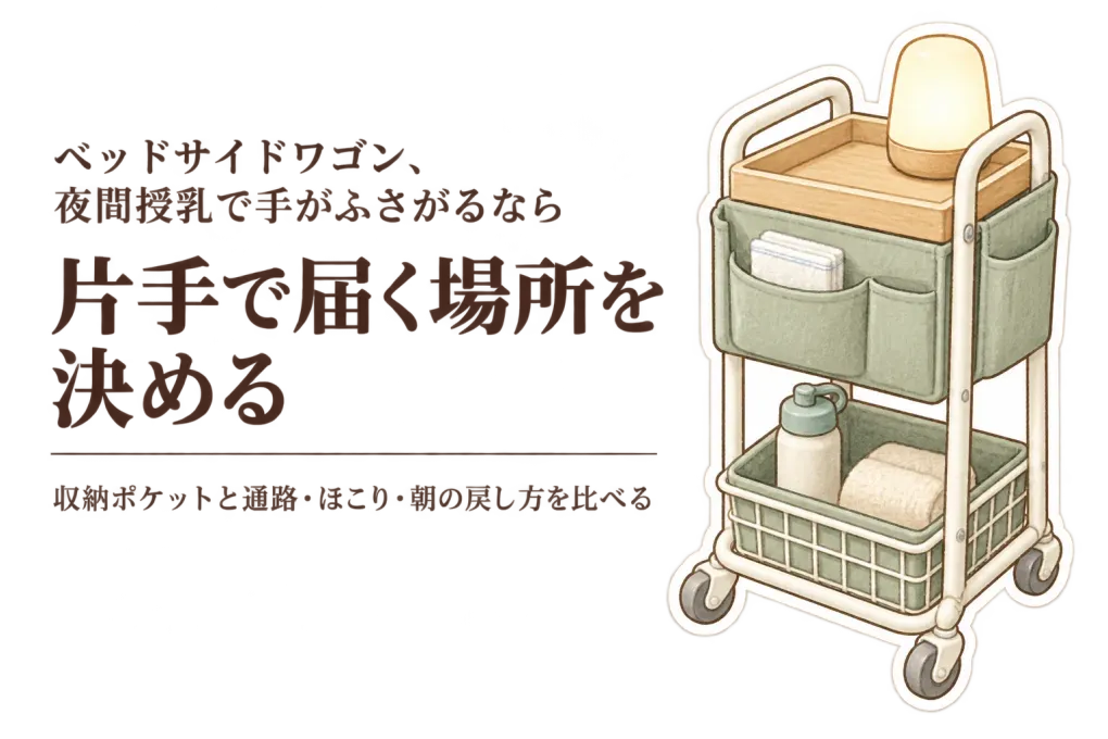 冬の夜間授乳にベッドサイドワゴンと収納ポケットをどう選ぶ？片手で取る・ほこりを避ける・朝に戻す